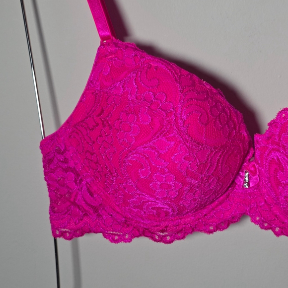 Smart & Sexy Lace Push Up Bra Hot Pink Fuchsia 34C Underwire Molded Cups NEW - Picture 4 of 14
